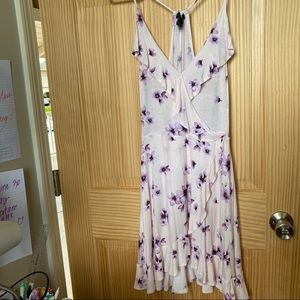 Forever 21 Floral Mock-Wrap Dress Pink/purple